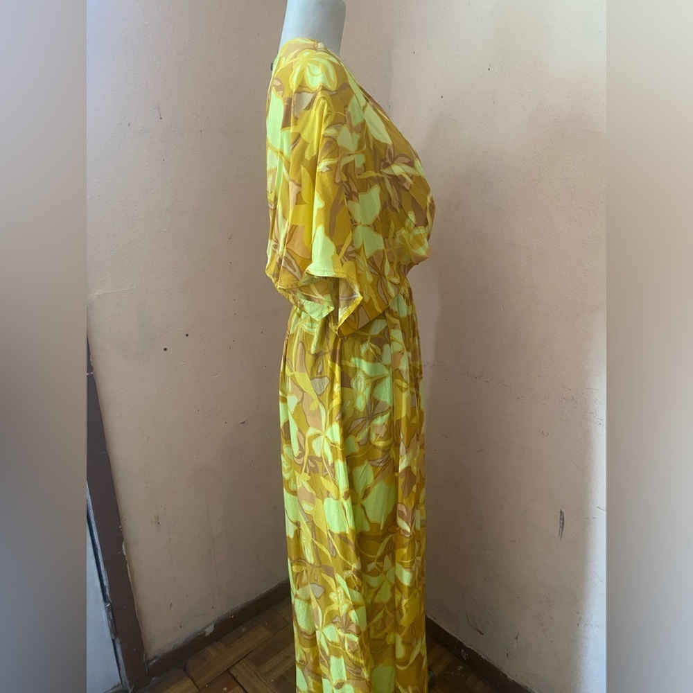 Olivaceous Yellow Green Wrap Sundress - Picture 6 of 10